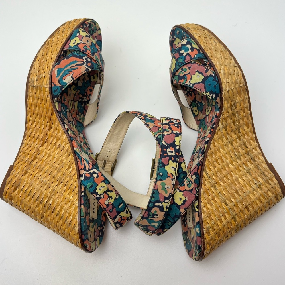 Marc Jacobs Vintage Floral Print Woven Platform Wedge Retro Sandals - Picture 8 of 11
